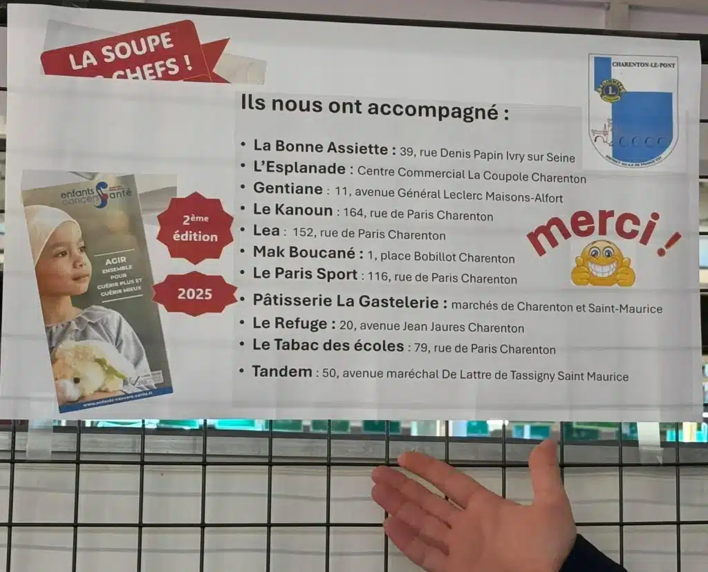 Suite au succès de sa soupe des chefs le Lions Club de Charenton nous fait un don de 2000€ 2 Suite au succes de sa soupe des chefs le Lions Club de Charenton nous fait un don de 2000E 3