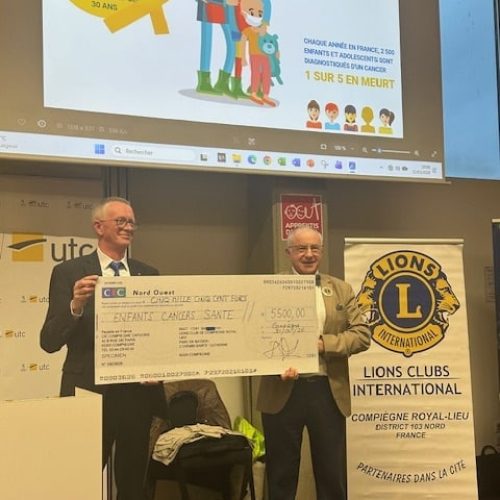 Remise d'un chèque de 5500 Euros par le LIONS Club Compiègne Royallieu